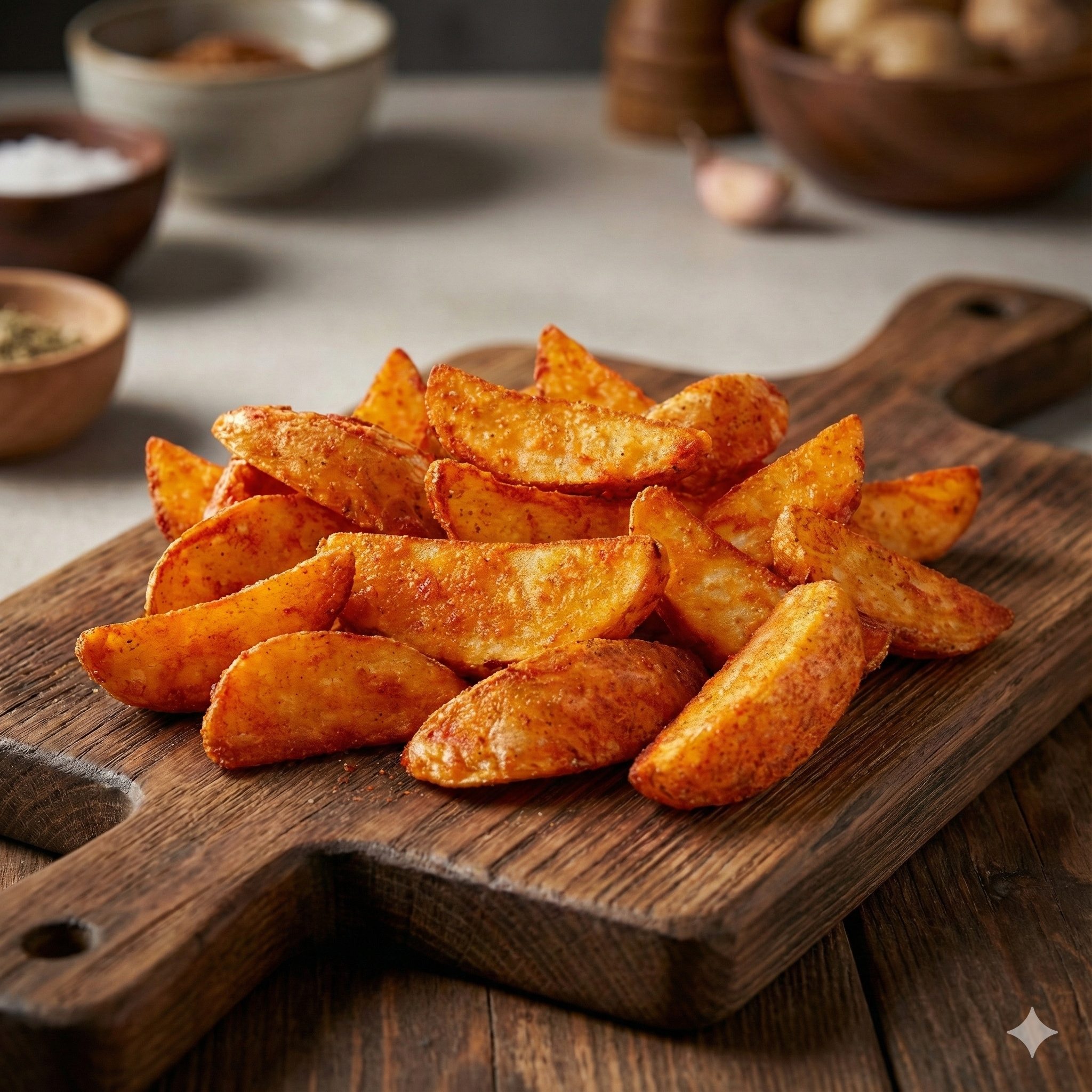 Papas gajo  - Papas gajo sazonadas en empaques de 2.5 kg en cajas de 10 o 12.5 kg